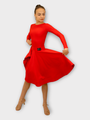 Рейтинговое платье для бальных танцев для девочки, красное