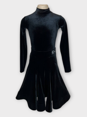 Рейтинговое платье для бальных танцев для девочки, черное, бархат