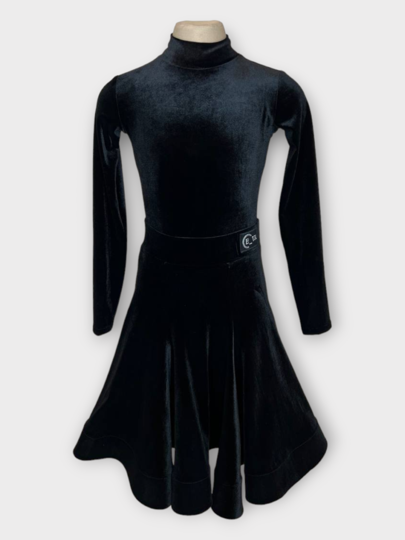 Рейтинговое платье для бальных танцев для девочки, черное, бархат