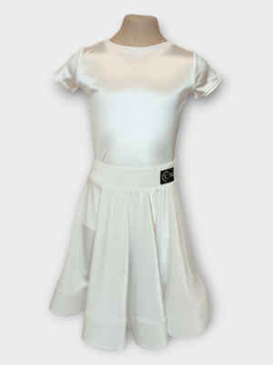 Рейтинговое платье для бальных танцев для девочки, белое, сатин бархат