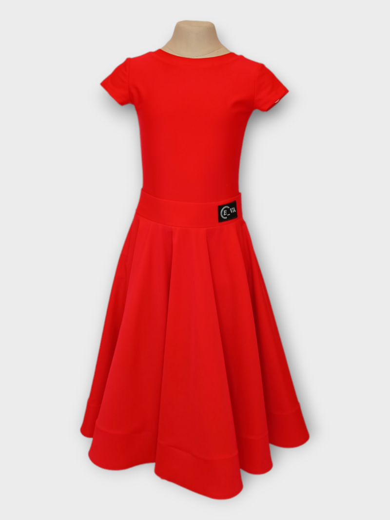 Рейтинговое платье для бальных танцев для девочки, красное, бифлекс