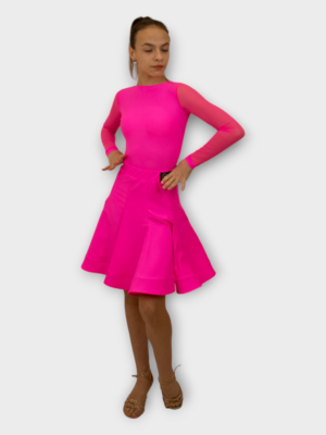 Рейтинговое платье для бальных танцев для девочки, розовое фуксия