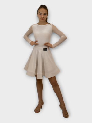 Рейтинговое платье для бальных танцев, белое, бархат