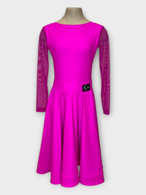 Рейтинговое платье для бальных танцев для девочки, розовое фуксия