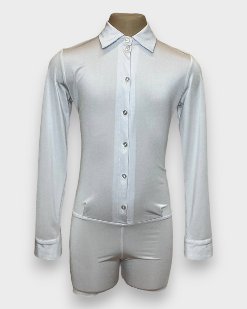 Рейтинговая рубашка стандарт для бальных танцев для мальчика, белая