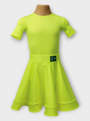 Рейтинговое платье для бальных танцев для девочки, салатовое, бифлекс